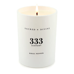 Packaging of Sacred + Divine 333 candle ready for gifting energy