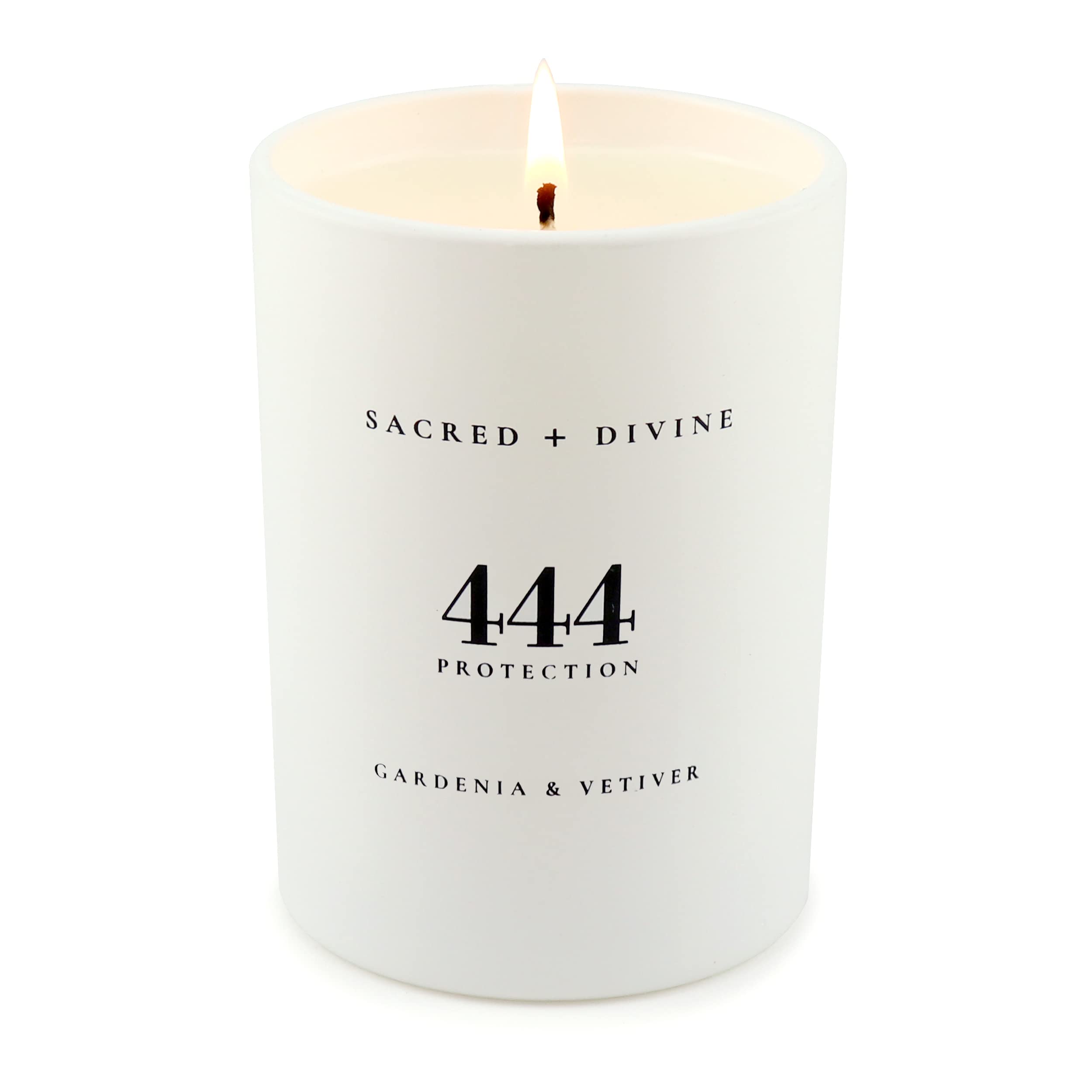 Sacred + Divine 444 candle packaging in gift box ready for gifting.