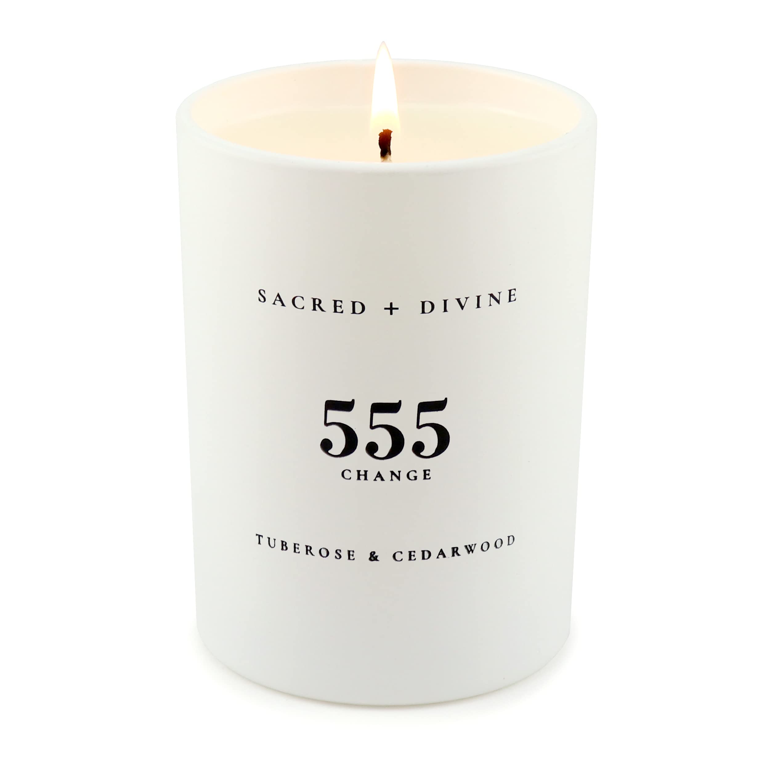 Closeup of tuberose cedarwood fragrance in Sacred + Divine 555 Change candle wax.