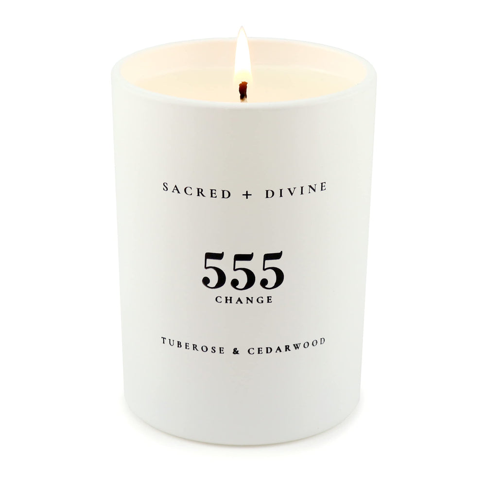 Closeup of tuberose cedarwood fragrance in Sacred + Divine 555 Change candle wax.
