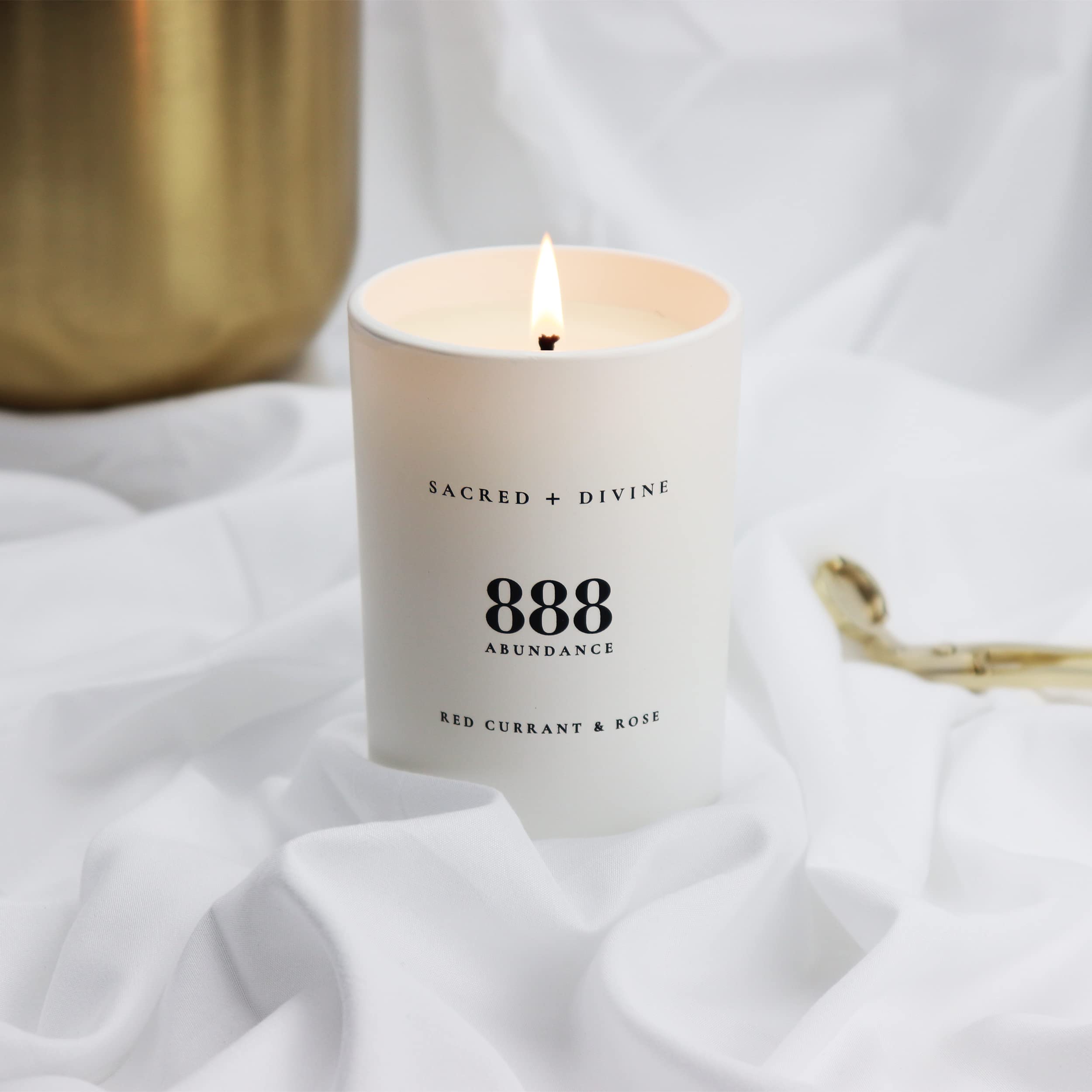 White glass jar reflects pure intentions while blending with any decor.