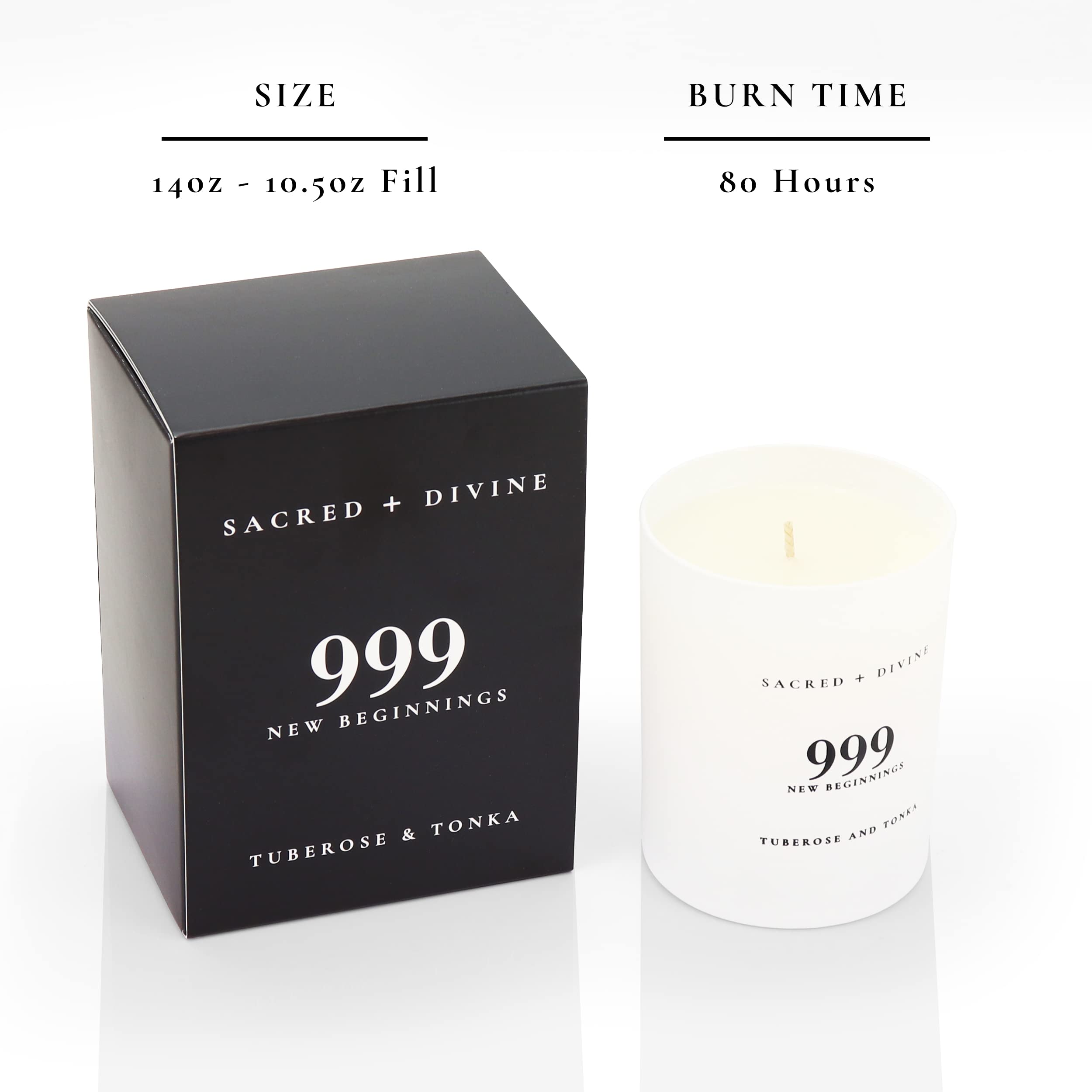 The tuberose and tonka fragrance fills a room for serene vibes.