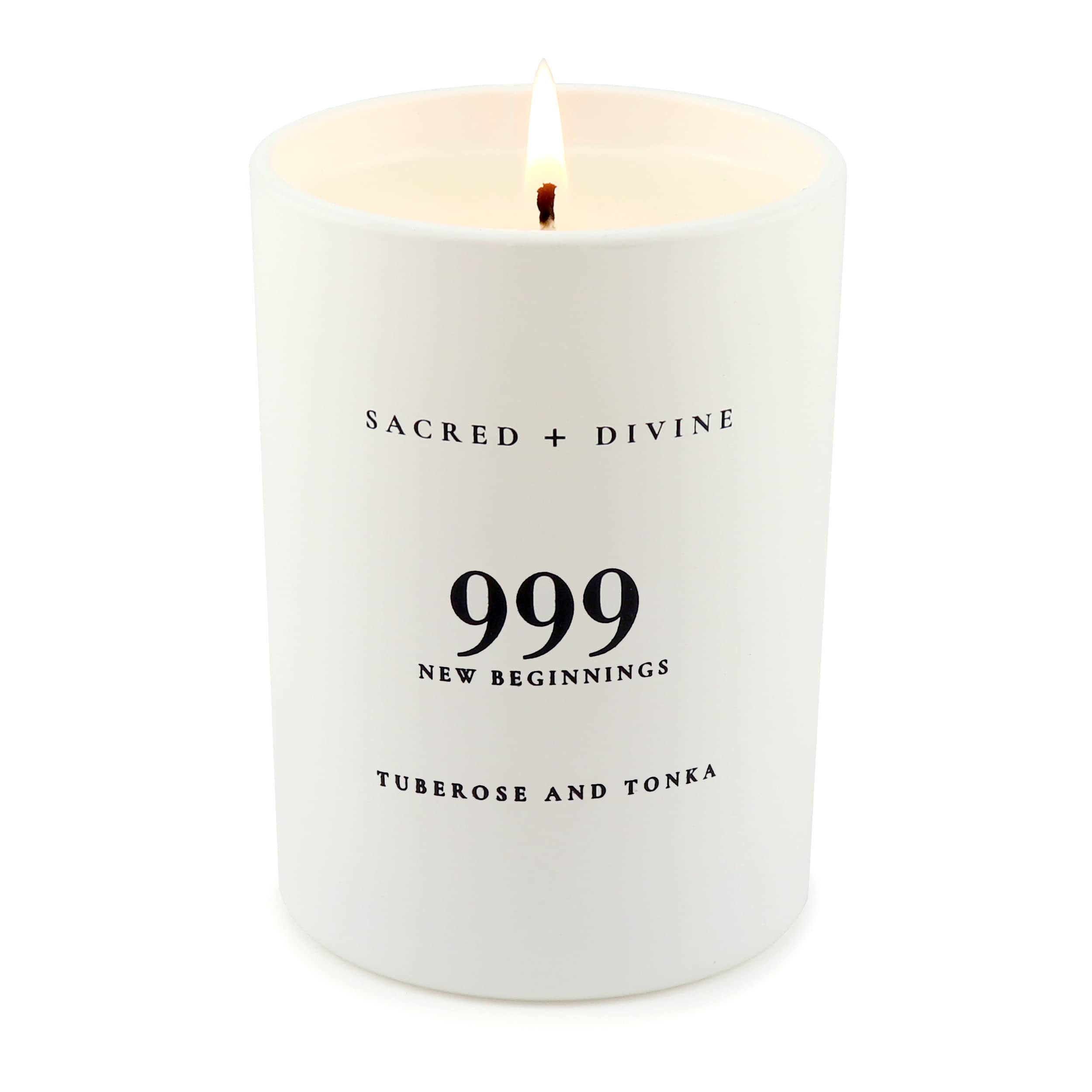 Sacred + Divine 999 candle wax pour highlighting tuberose-tonka aroma.