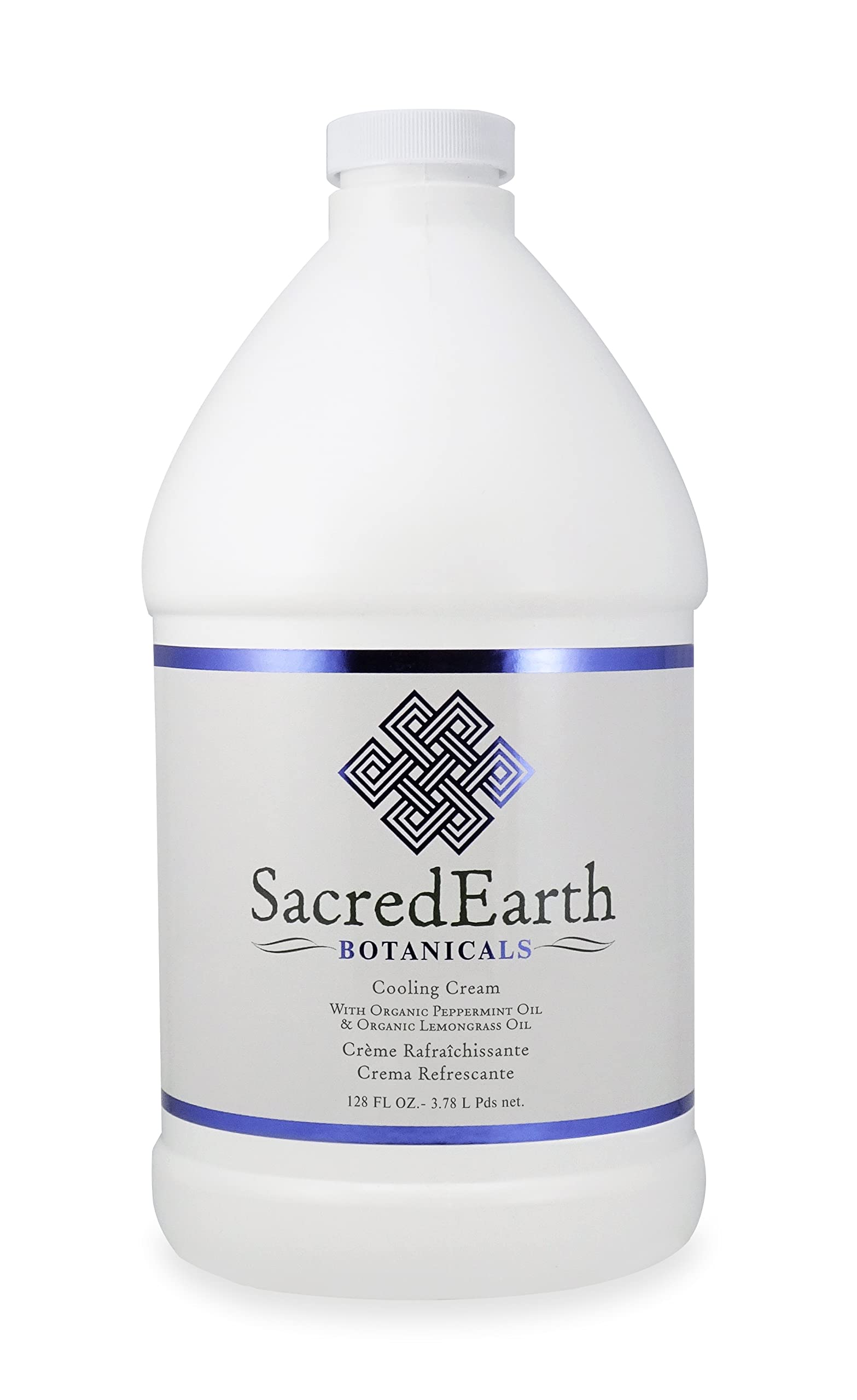 Sacred Earth Botanicals Cooling Cream bottle provides cooling relief during massages and moisturizes dry skin