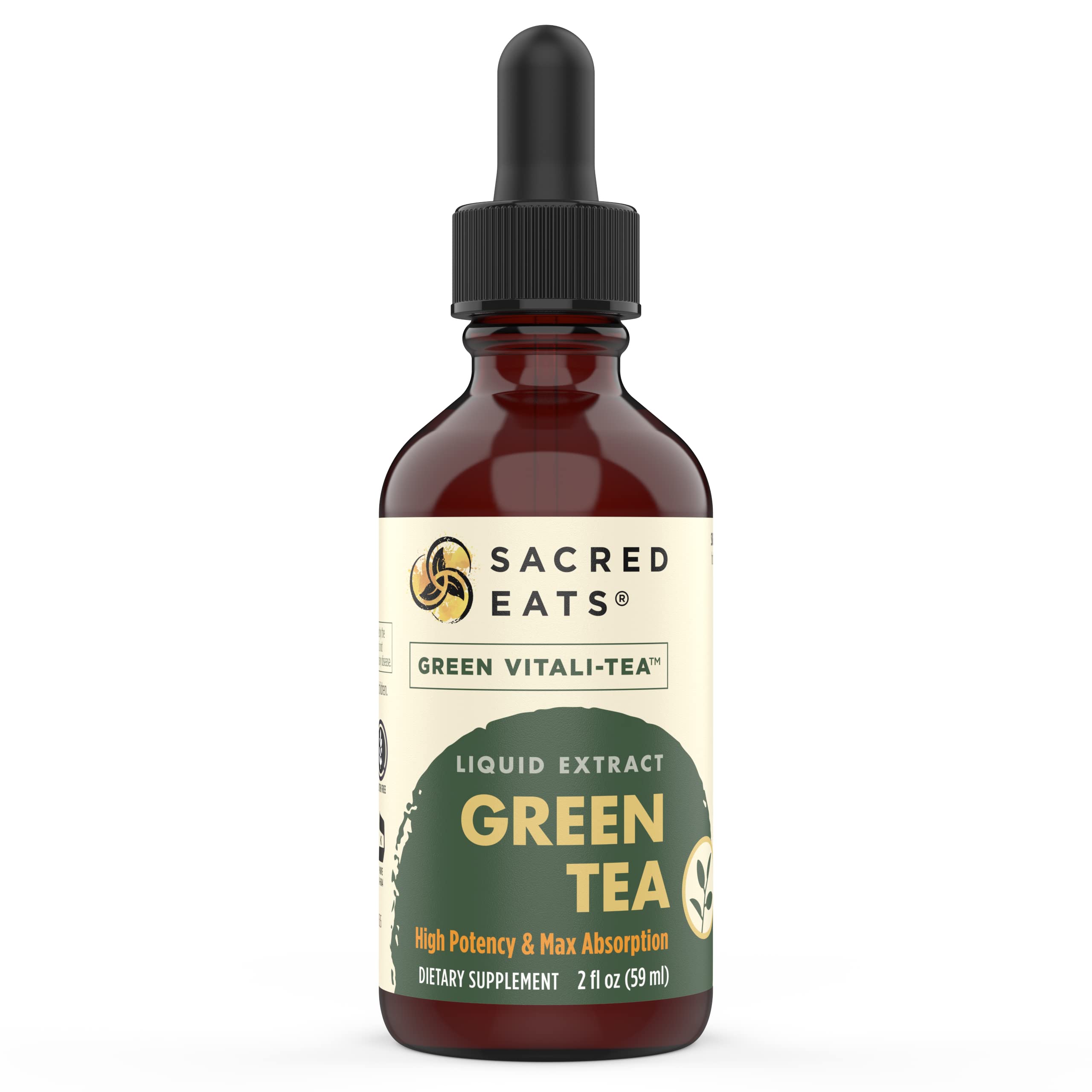 Sacred Eats Green Tea Liquid Extract dropper-dispense enables convenient, gentle energy support.