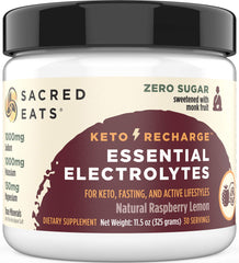 Sacred Eats Keto Electrolyte Powder bottle supports hydration with zero sugar