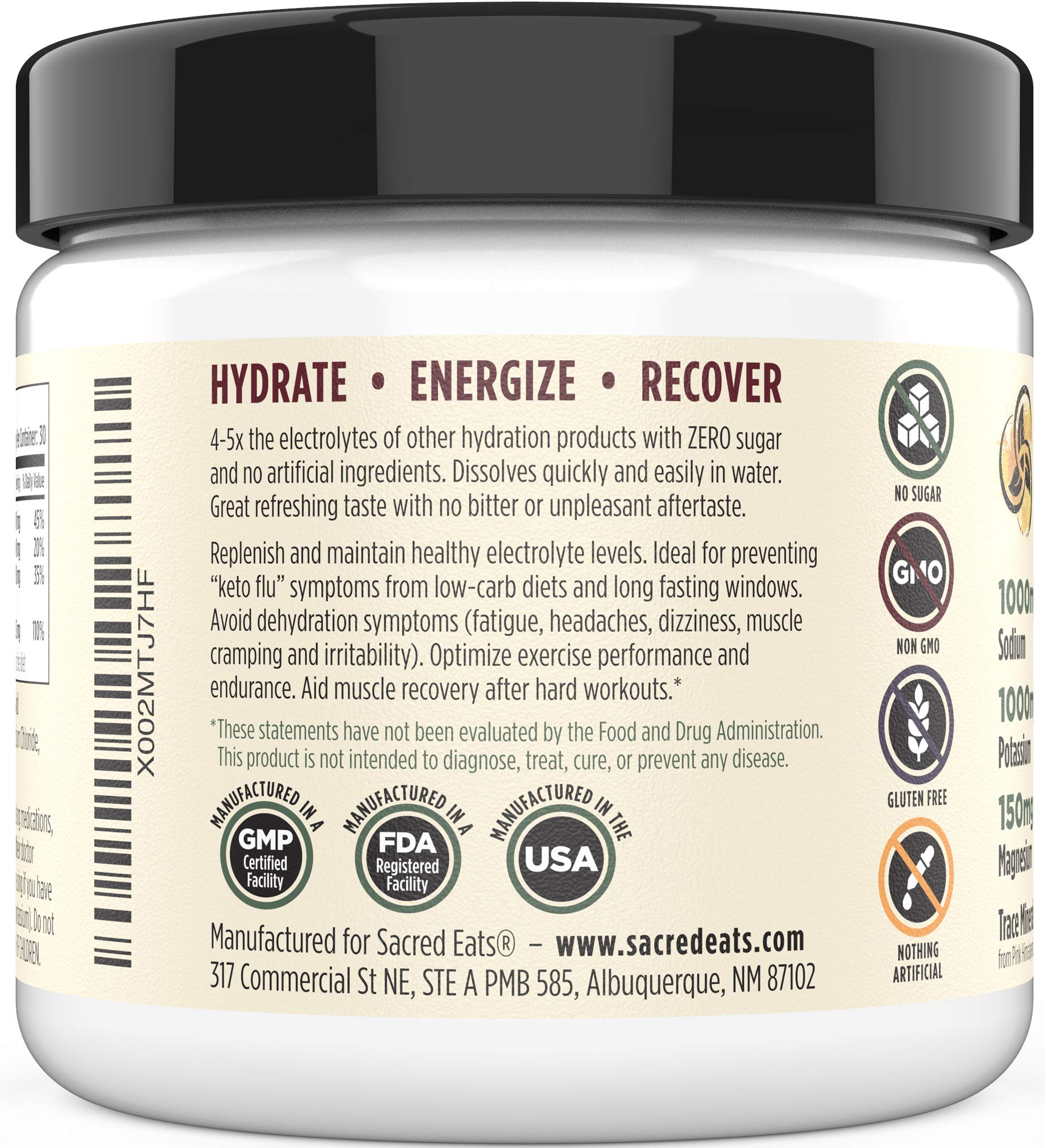 Sacred Eats Keto Electrolyte Powder dissolving in water for quick refreshment