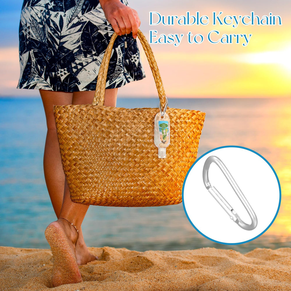 Sacubee coconut grove 1oz bottle with keychain for portable refreshment.