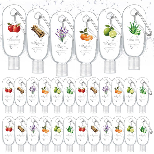 Sacubee 24-pack hand sanitizers with colorful keychains for easy gifting and on-the-go cleansing.