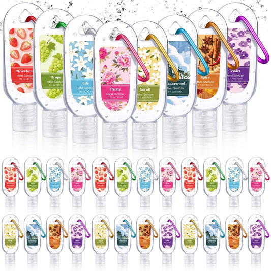 Sacubee 24-pack scented hand sanitizer keychains, compact set for travel and gifting