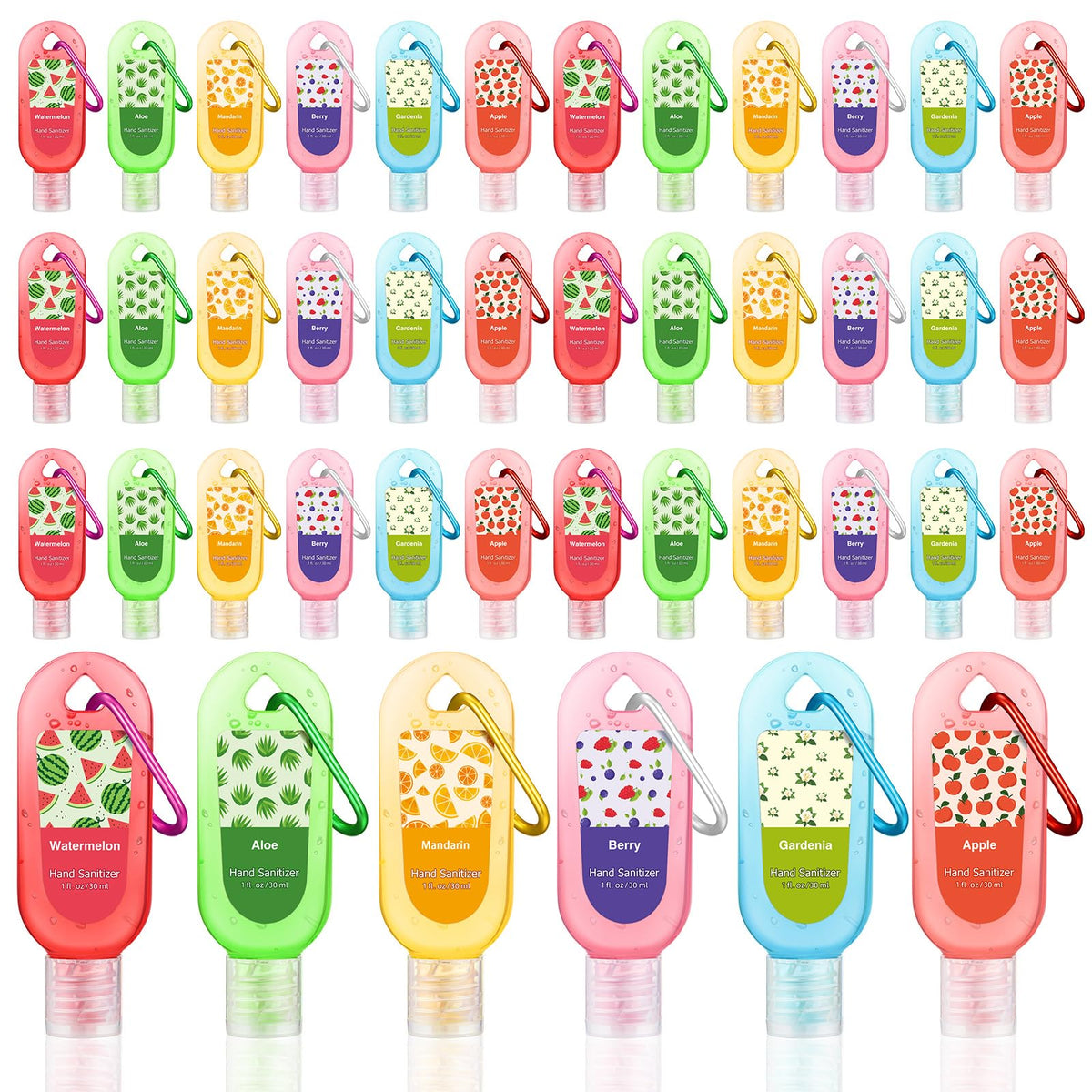Sacubee 24-pack hand sanitizers with keychains for on-the-go cleanliness
