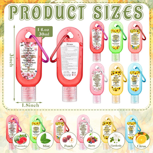 Sacubee Bible Verse Keychain with green mint scent, compact on-the-go sanitizer.