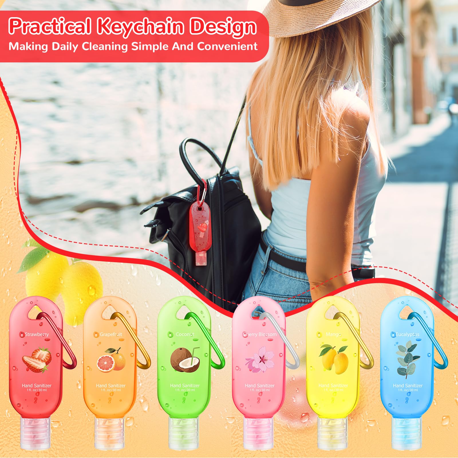 Sacubee Mango scented hand sanitizer keychain-vibrant scent for daily hygiene.