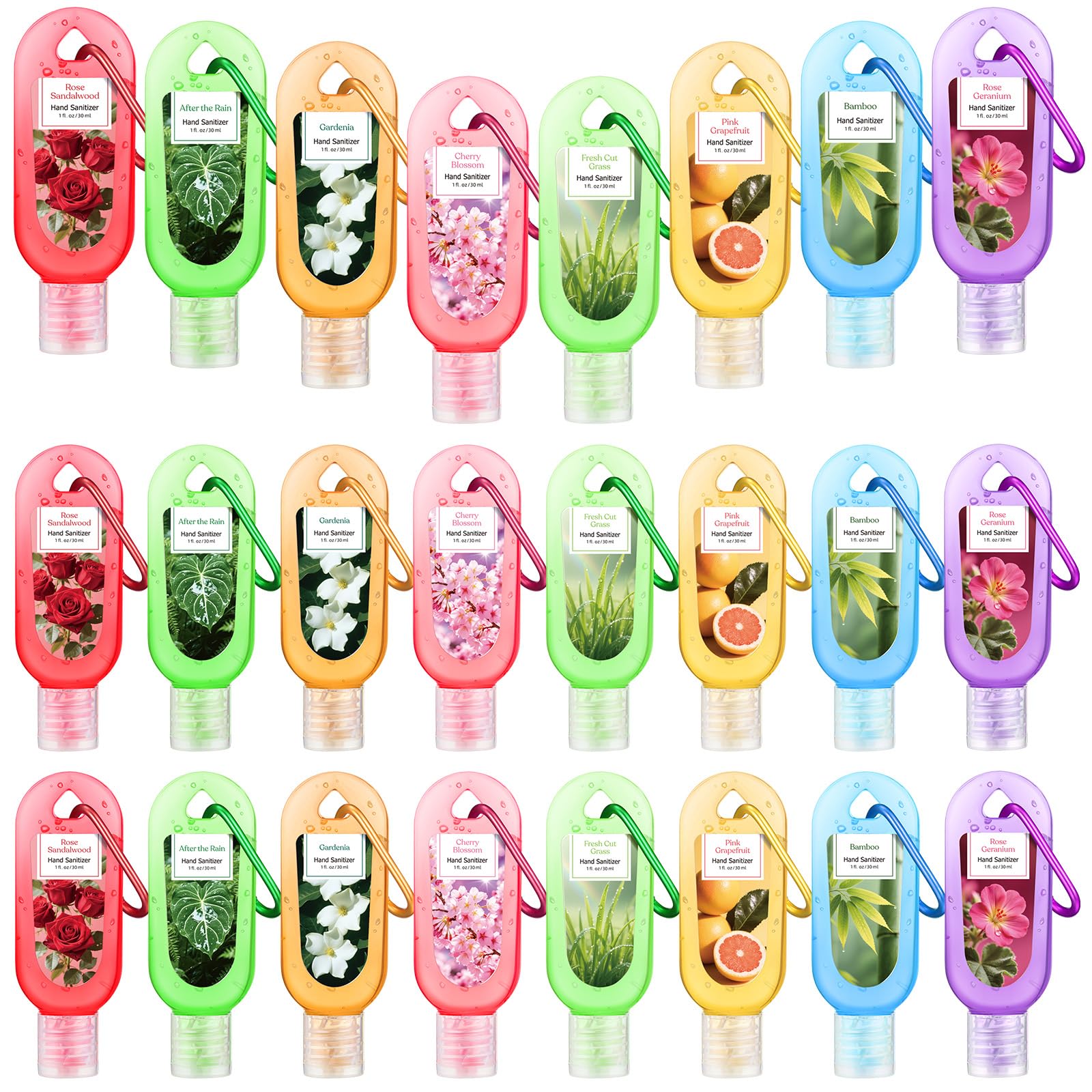 Sacubee spring scented hand sanitizer keychain 1oz bottle close-up for on-the-go hygiene