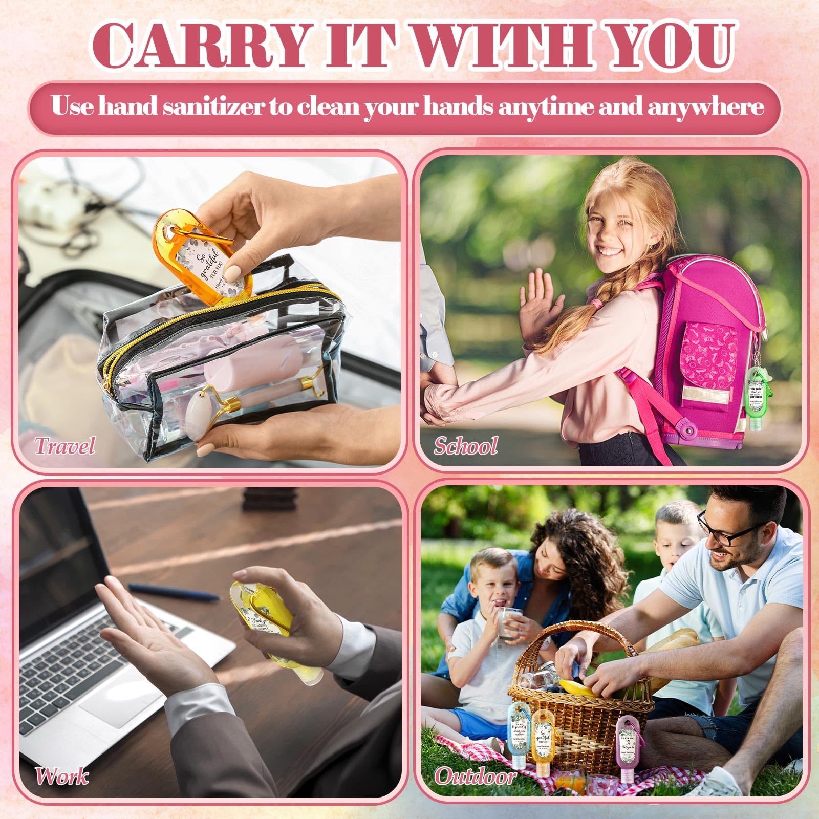Sacubee stylish keychain design for convenient sanitizing on the move.