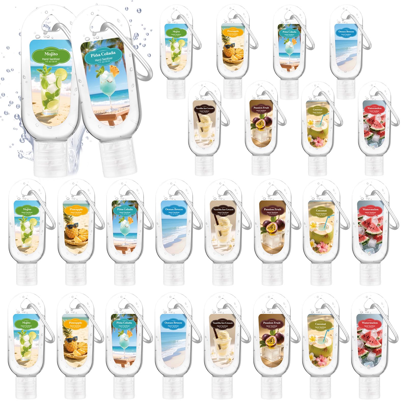 Sacubee 24-pack summer hand sanitizers on display for bulk gifting.