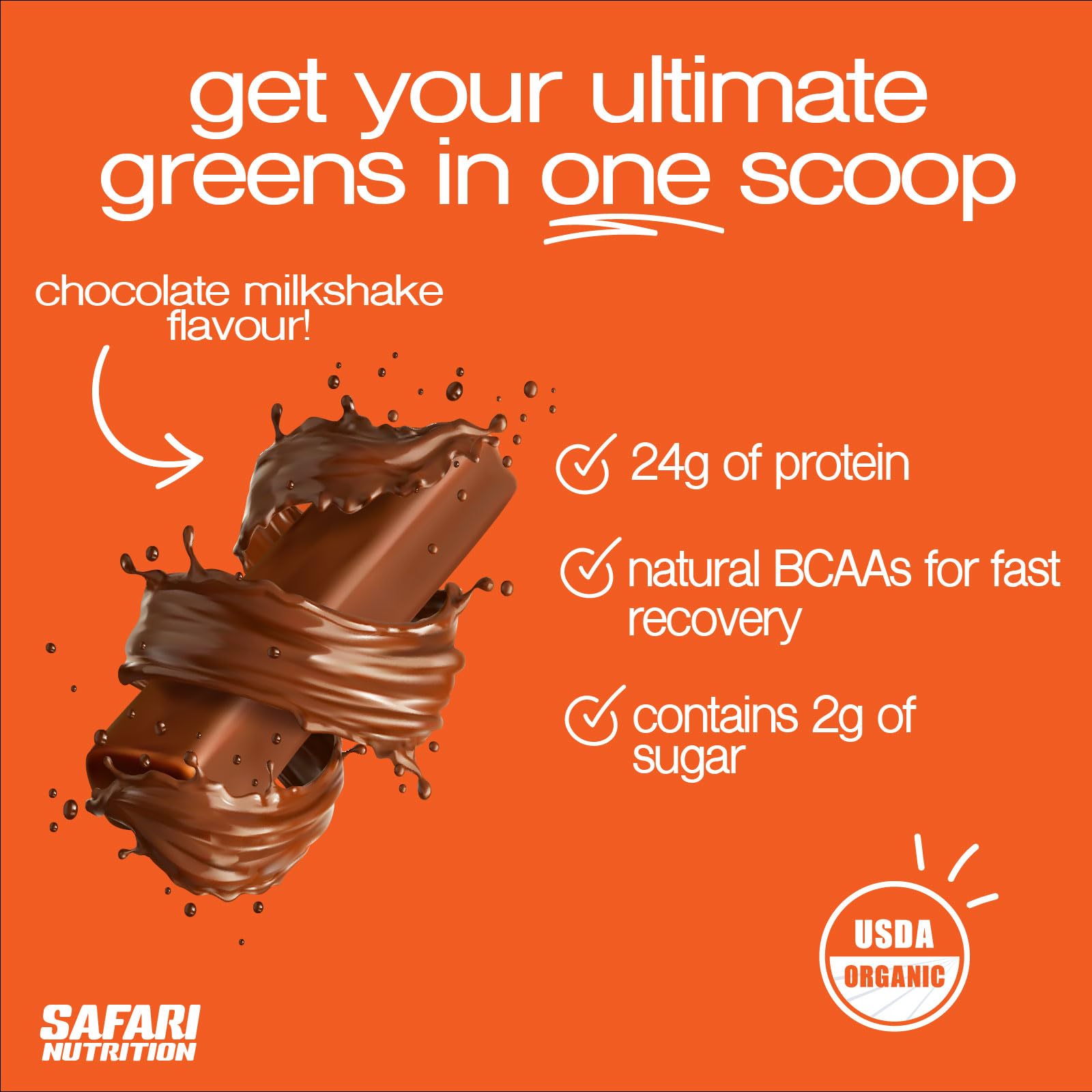 Safari Nu chocolate whey pieces close-up with real cookie bits.