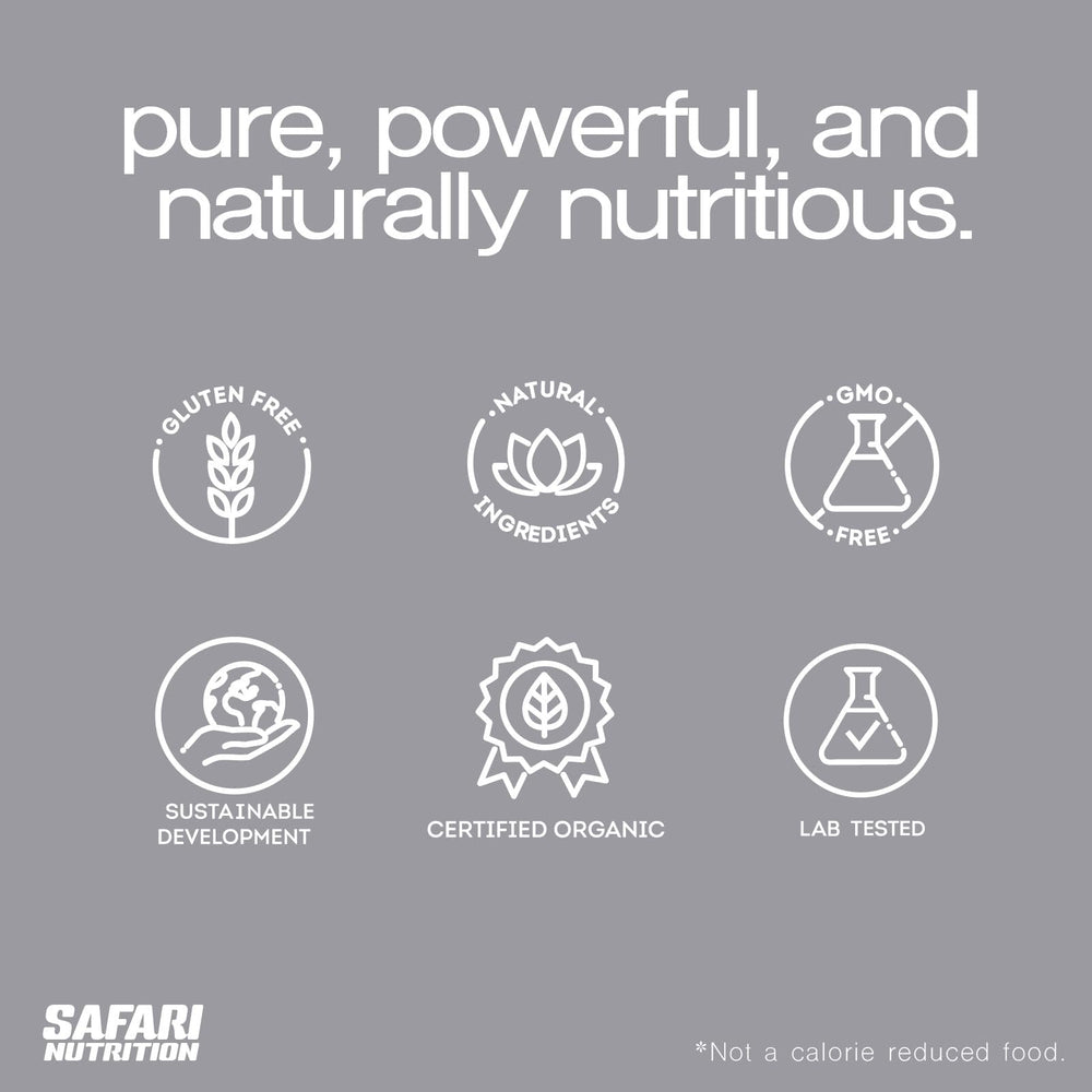 Safari Nutrition digestive enzymes icon signals easier digestion with plant-based protein.