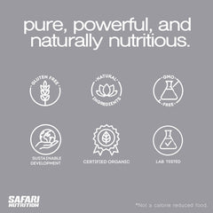 Safari Nutrition digestive enzymes icon signals easier digestion with plant-based protein.