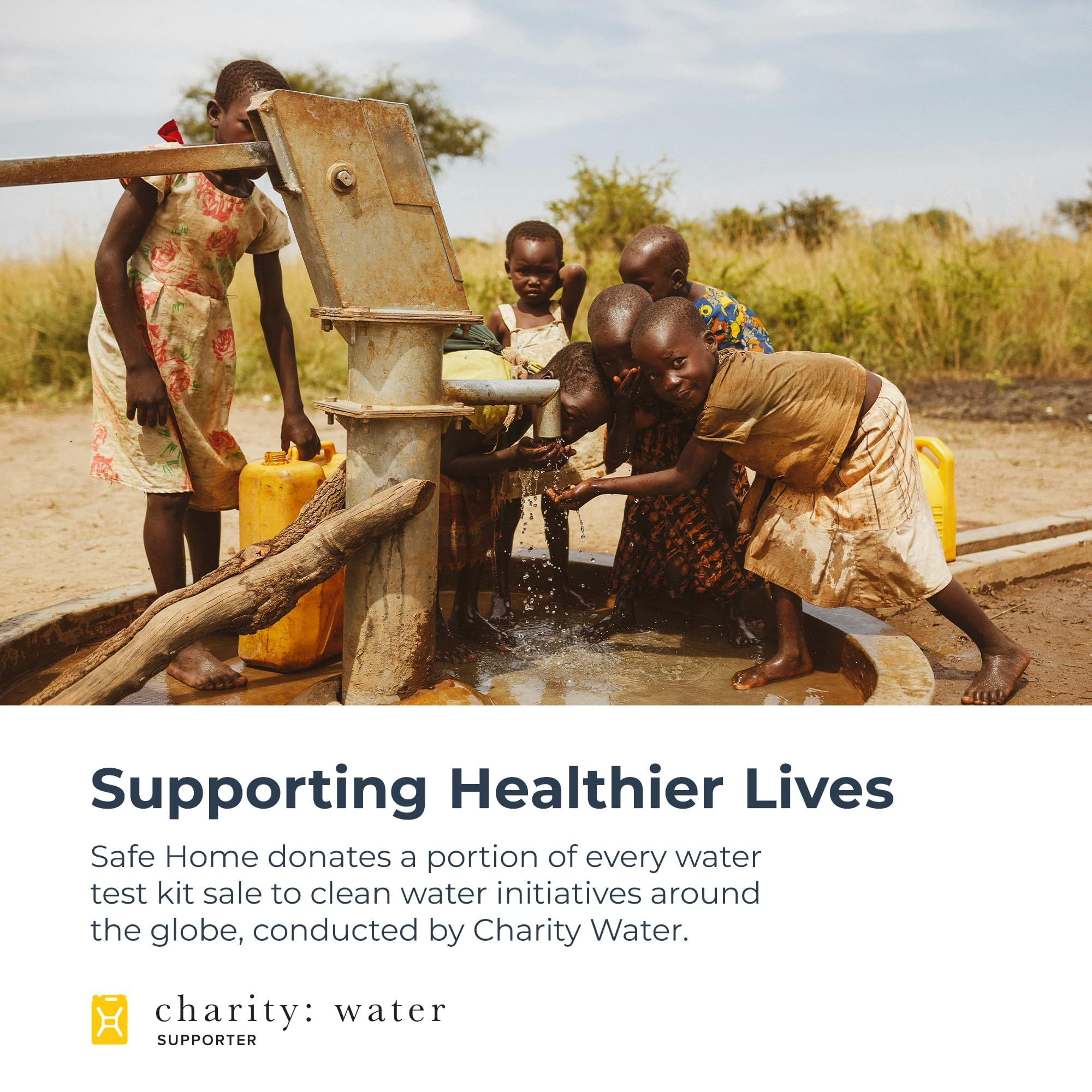 Safe Home lead test kit demonstrates donation support to clean water projects