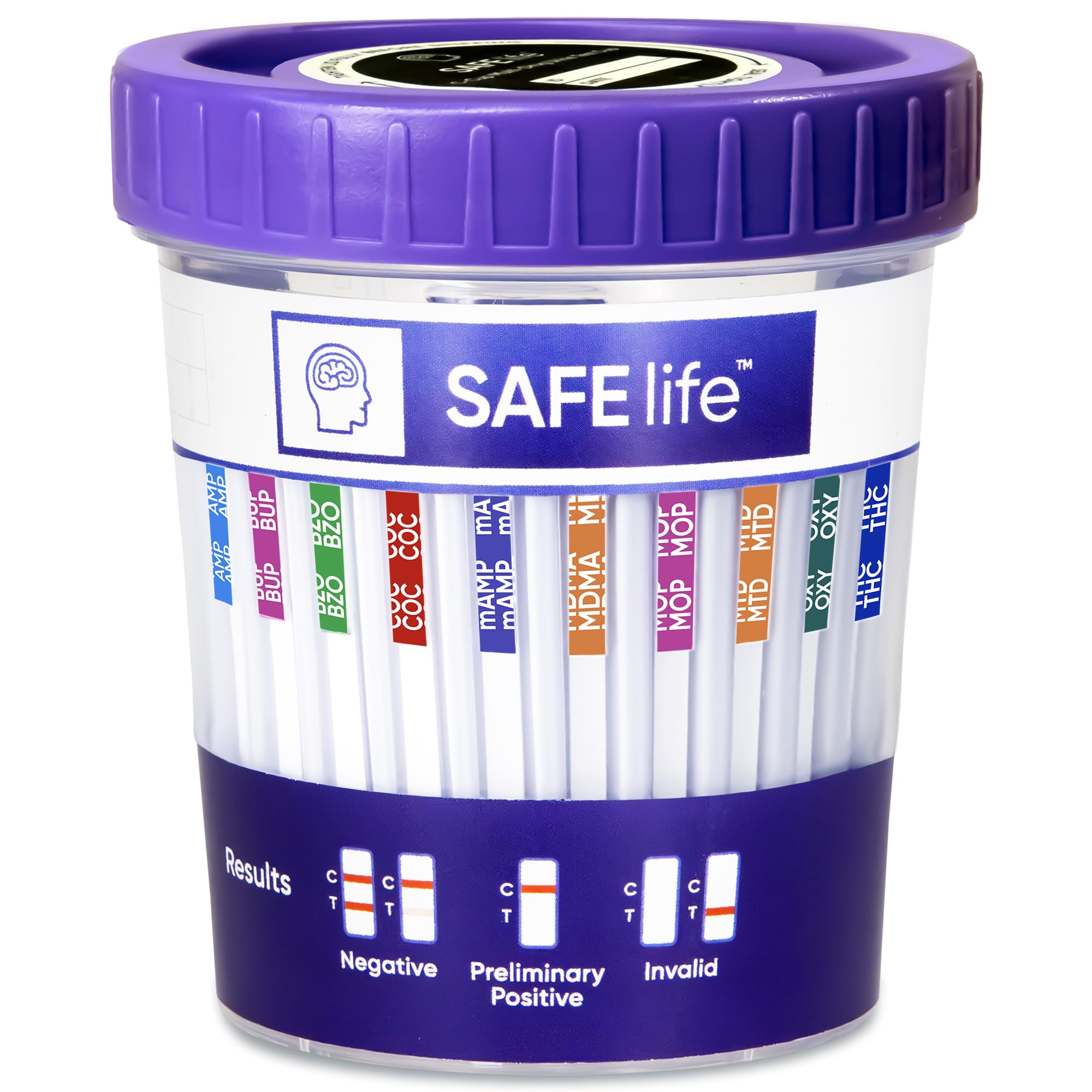 SAFE LIFE 10-panel test cup setup for quick at-home screening.