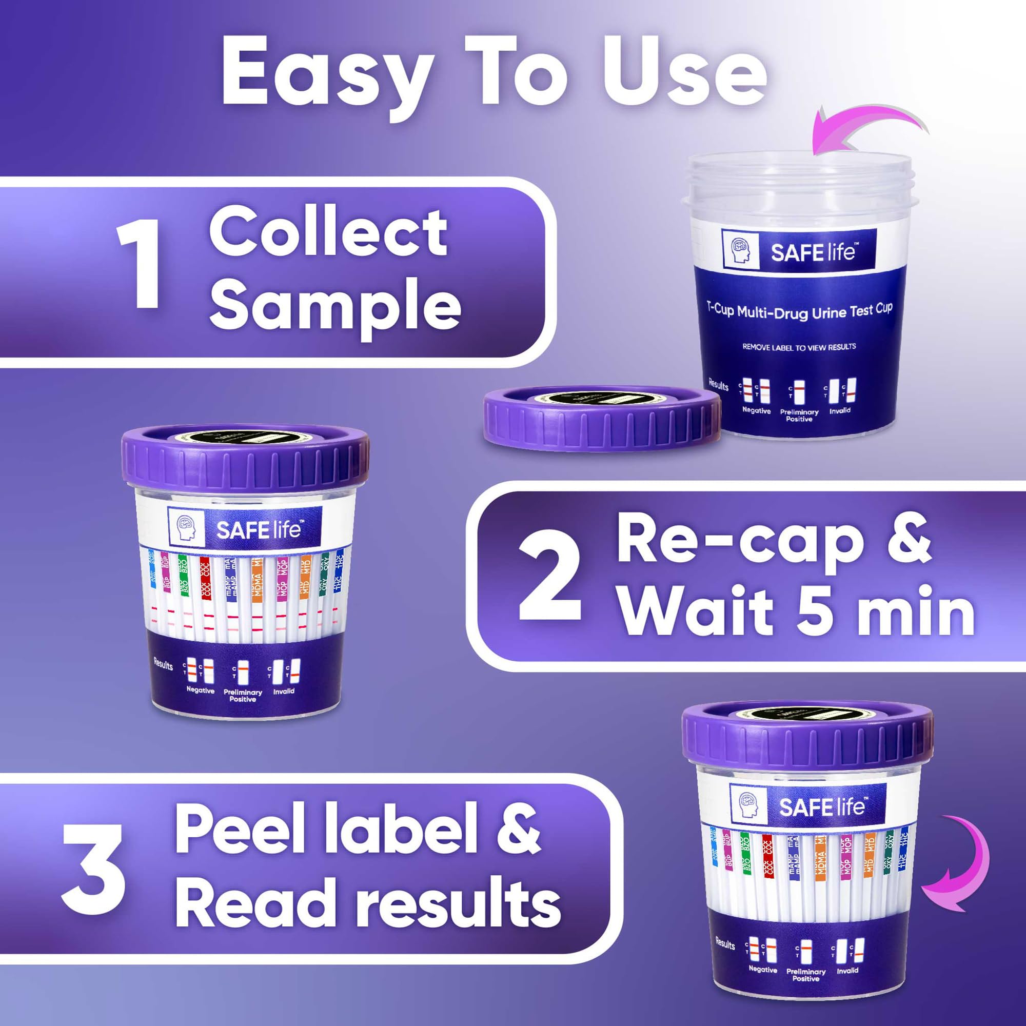 SAFE LIFE disposable gloves included for hygienic testing and handling.