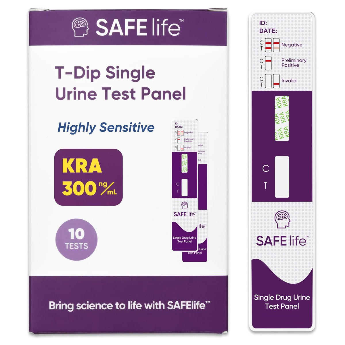 Safe Life Kratom Dip Card Test Kit front view highlighting simple dip-and-read format