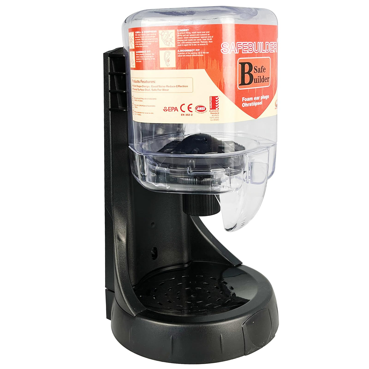 SAFEBUILDER SNR 38dB ear plugs dispenser, empty, for quick access in workshops