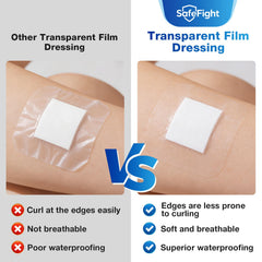 SafeFight breathable film dressing provides comfort while allowing skin to breathe.