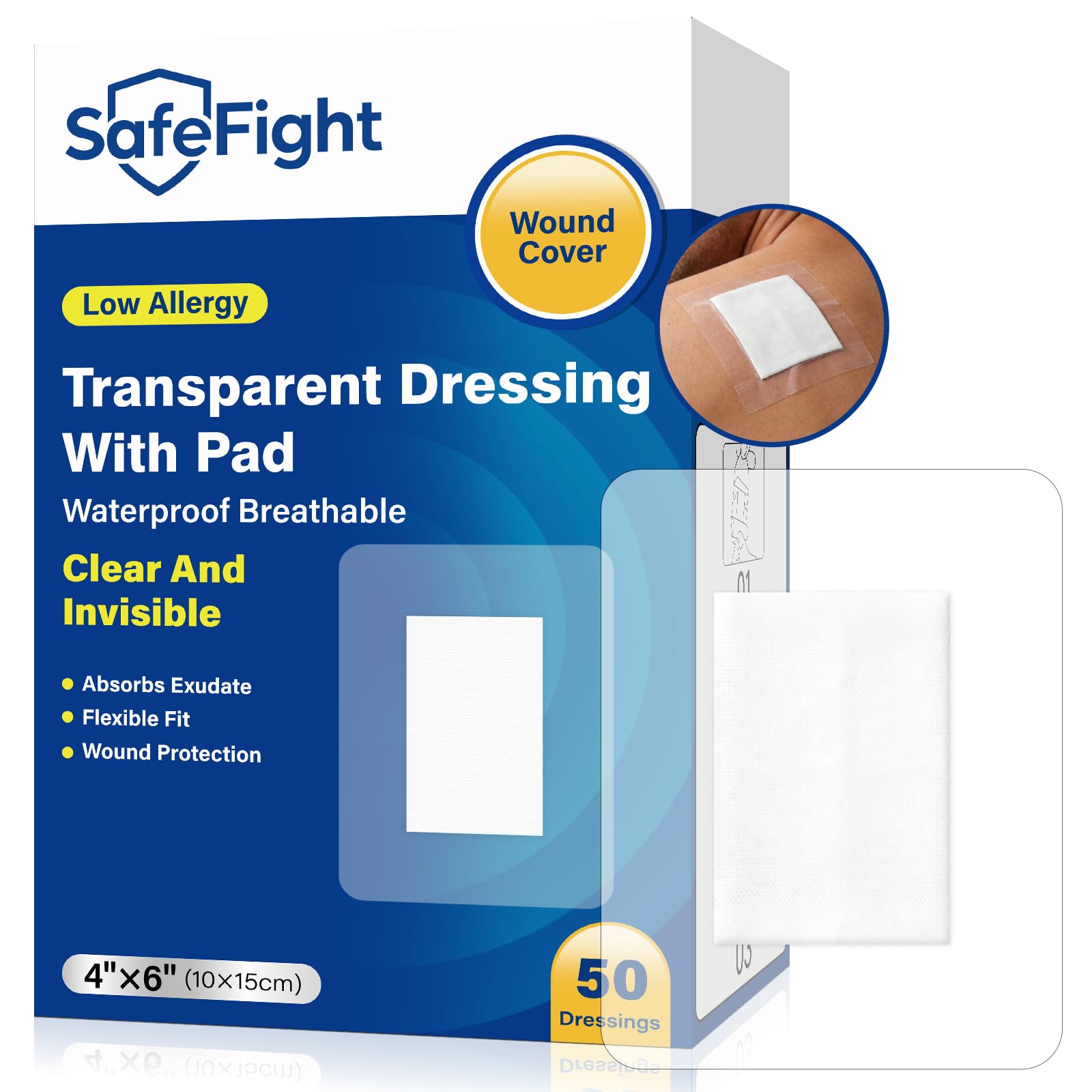 SafeFight transparent dressing pad 4x6 offers protection with a discreet, flexible fit.