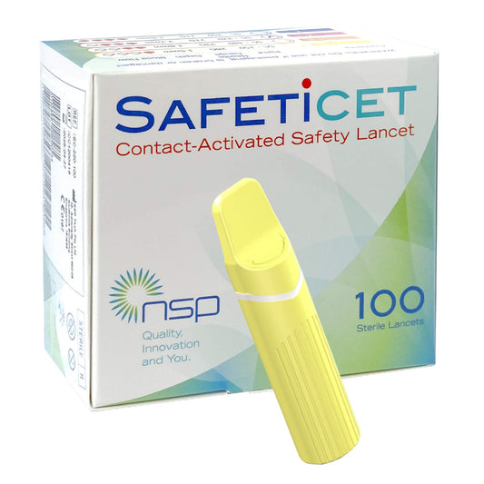 Safeticet contact lancet yellow 100 units for gentle blood sampling