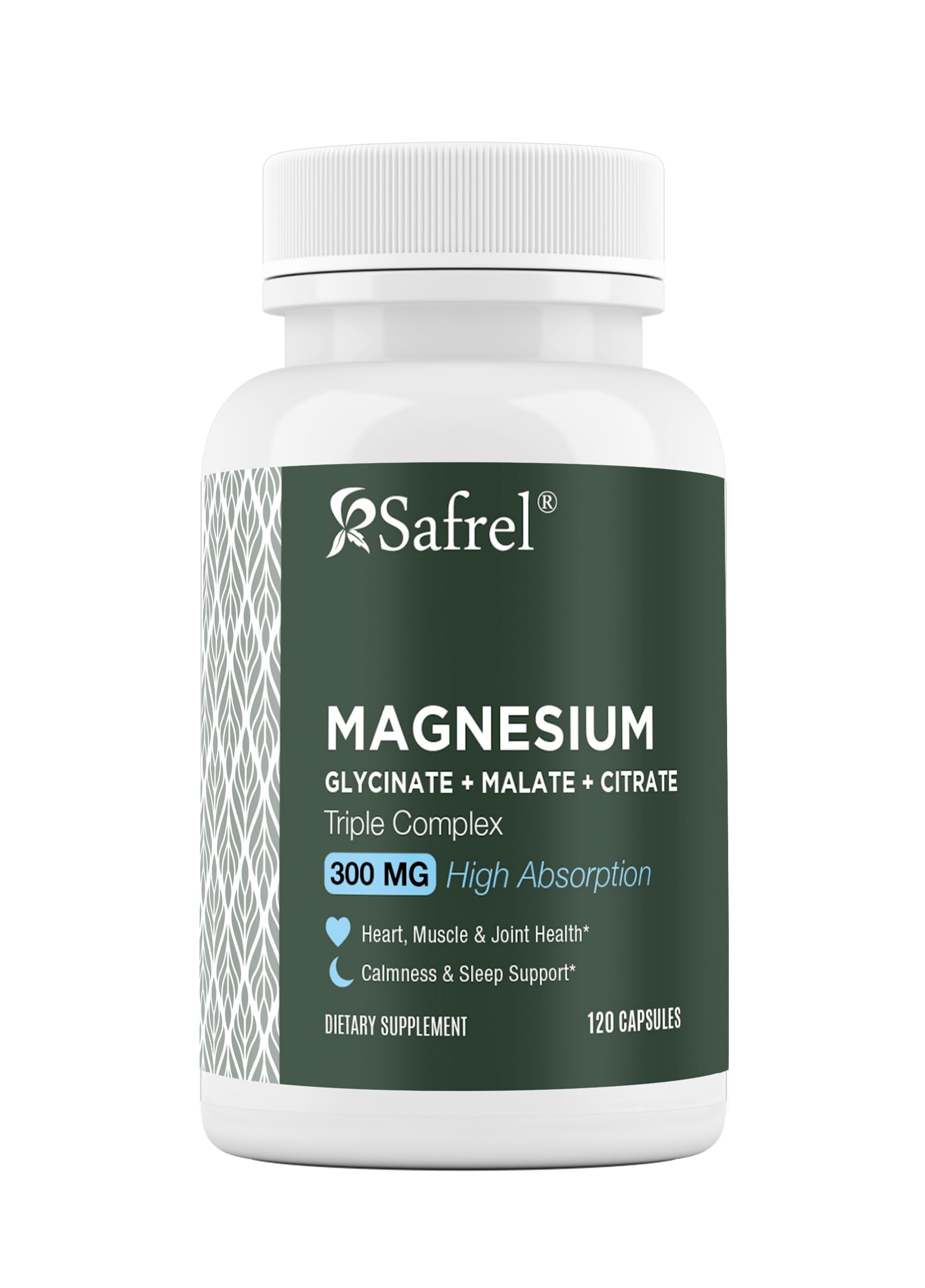 Safrel Triple Magnesium Complex bottle pour showing easy daily dosage for routine wellness.