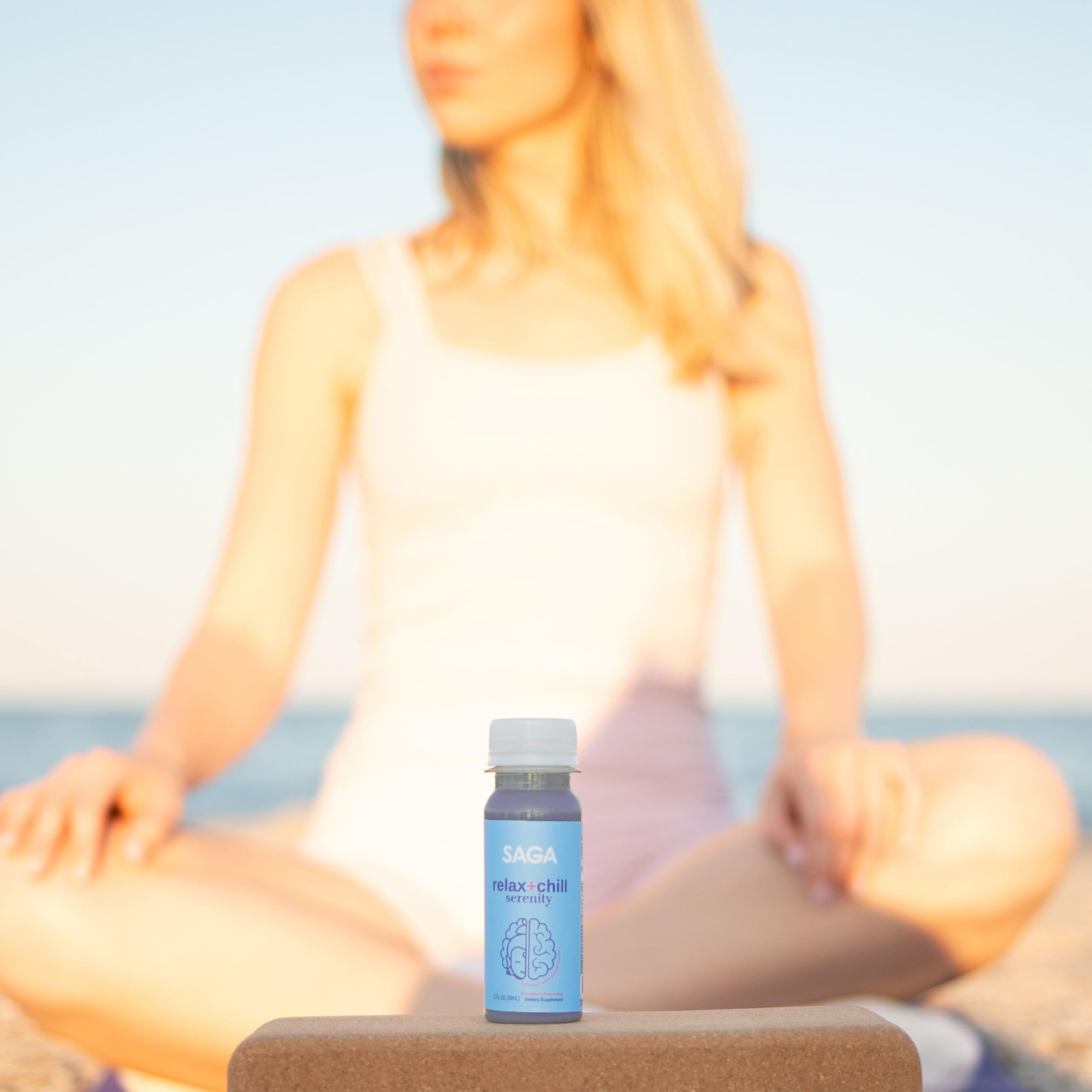 SAGA Serenity shot pour demonstrates fast-acting delivery for quick mood support