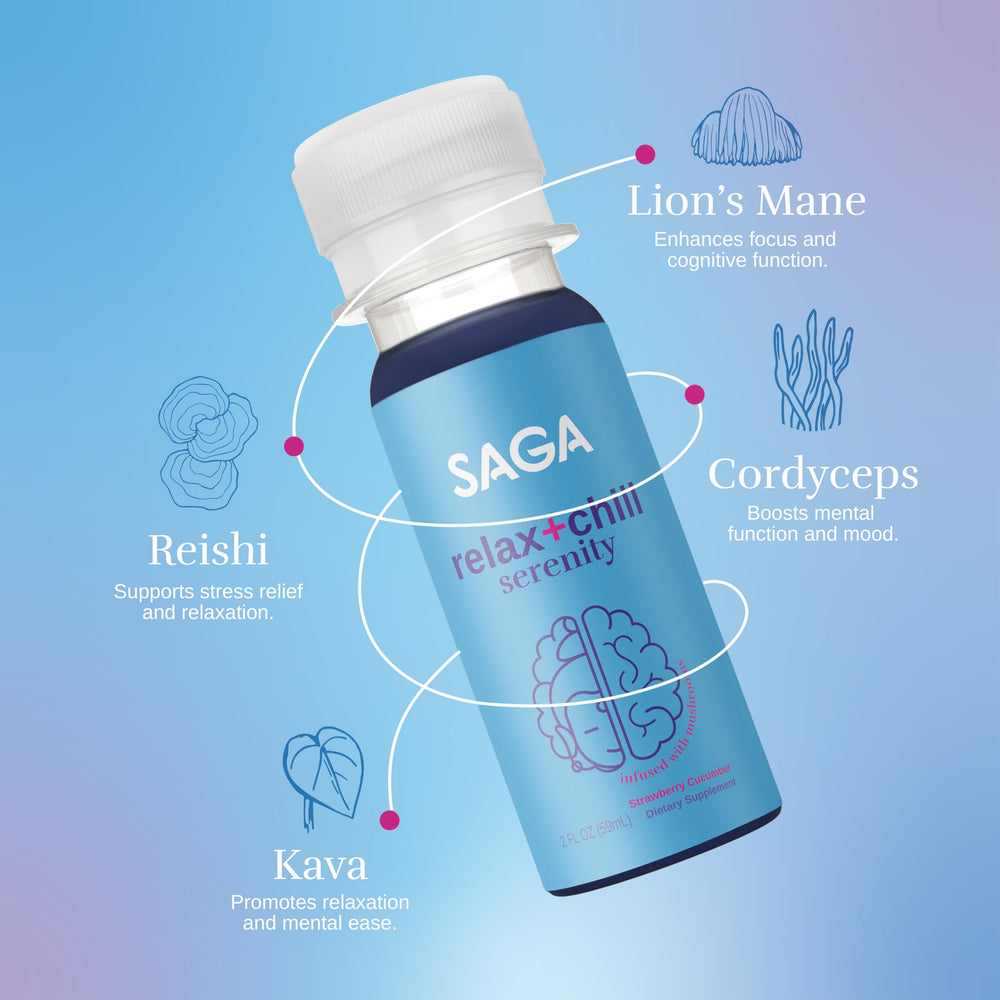 SAGA Serenity strawberry cucumber flavor highlights refreshing, low-sugar relaxation on the go