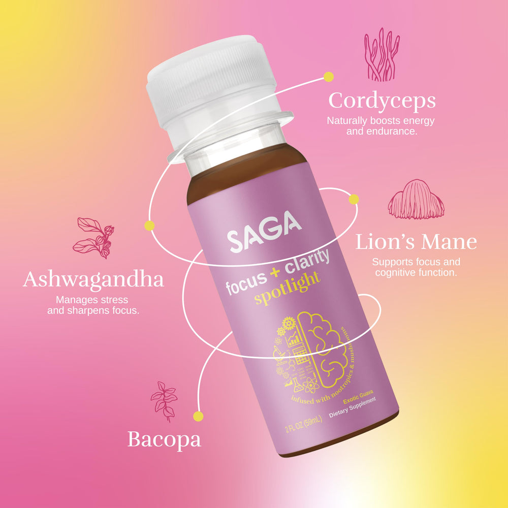 SAGA Spotlight rapid-delivery close-up shows fast-absorbing formula.