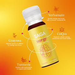 SAGA Surge bottle on gym bag showing portability for workouts