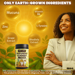 Sages Of The Ages L-Tyrosine Gummies nutrition panel close-up highlighting active ingredients