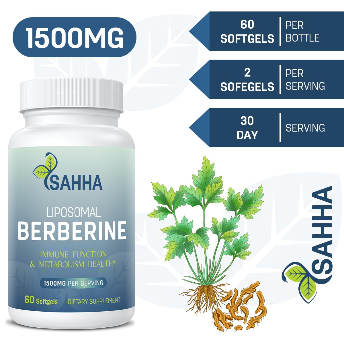 Sahha Liposomal Berberine logo with bottle signaling trusted wellness support