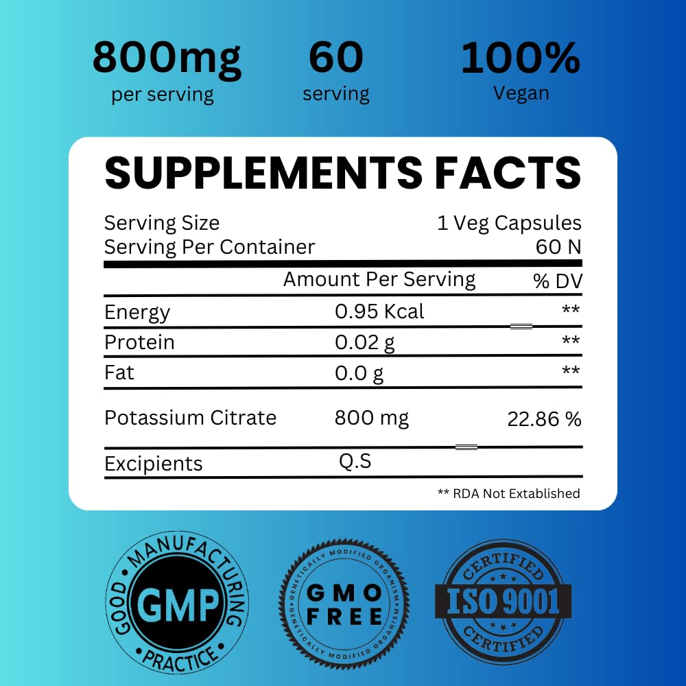SAIKOU HERBS Potassium Citrate 800 mg capsules visible for easy daily intake