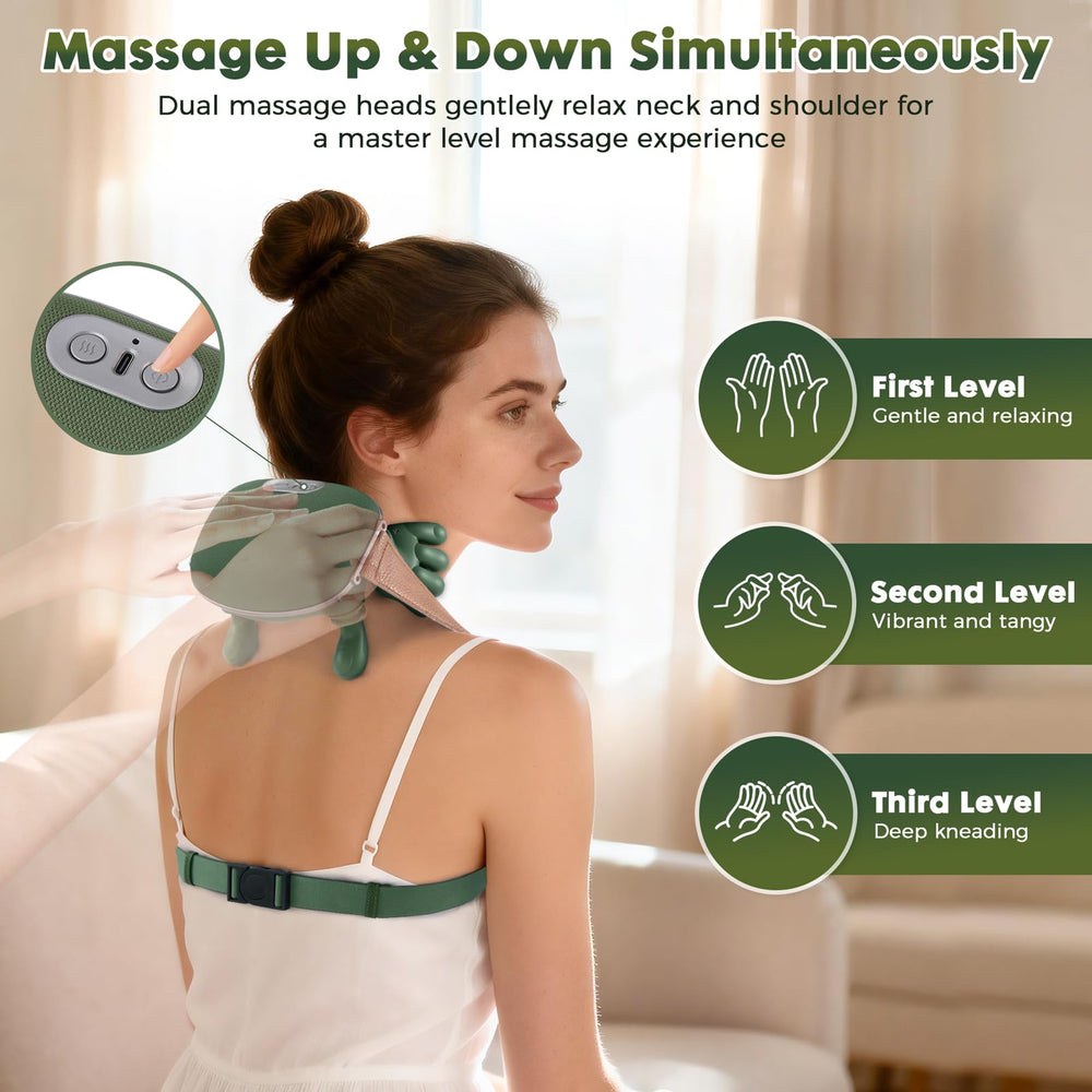SAILIFE heated neck massager 4D kneading heads simulate human touch.