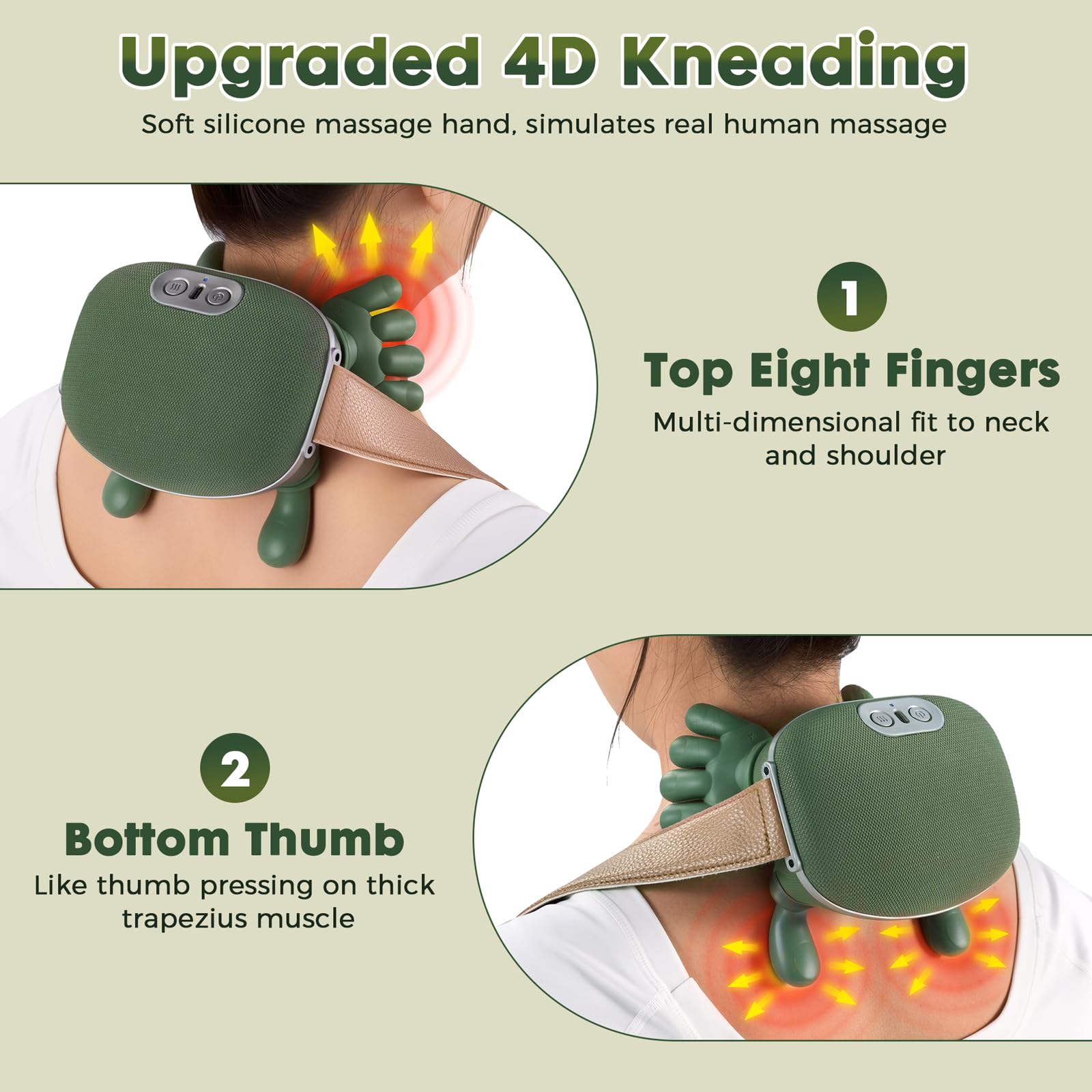 SAILIFE heated neck massager in use on shoulder area for tension relief.