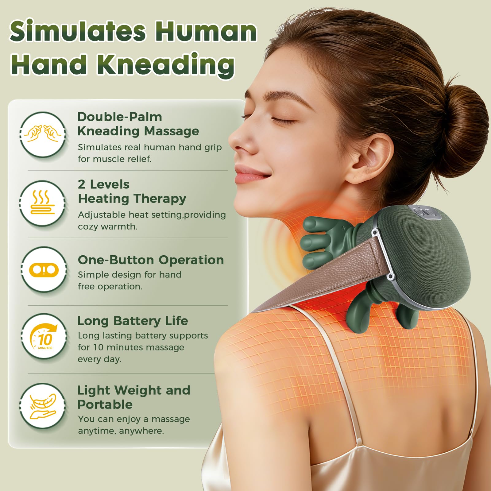 SAILIFE heated neck massager side view demonstrates ergonomic fit around the neck.