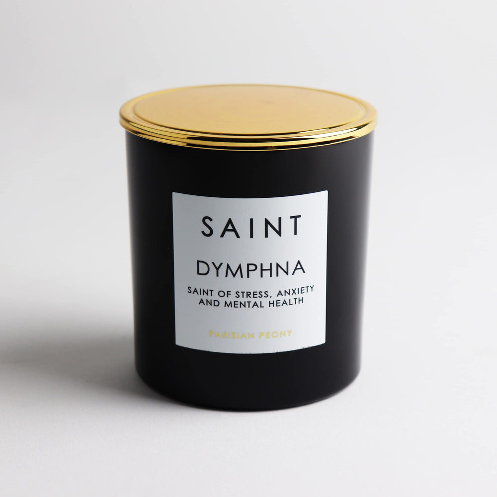 Saint Dymphna candle fragrance blends cherries and vanilla for comforting aromatics