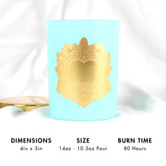 Gift-ready Saint Ex-Voto packaging in blue tones.