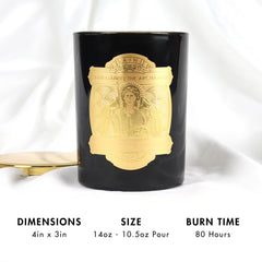 Saint Gabriel label and jar evoke serene spiritual ambiance.