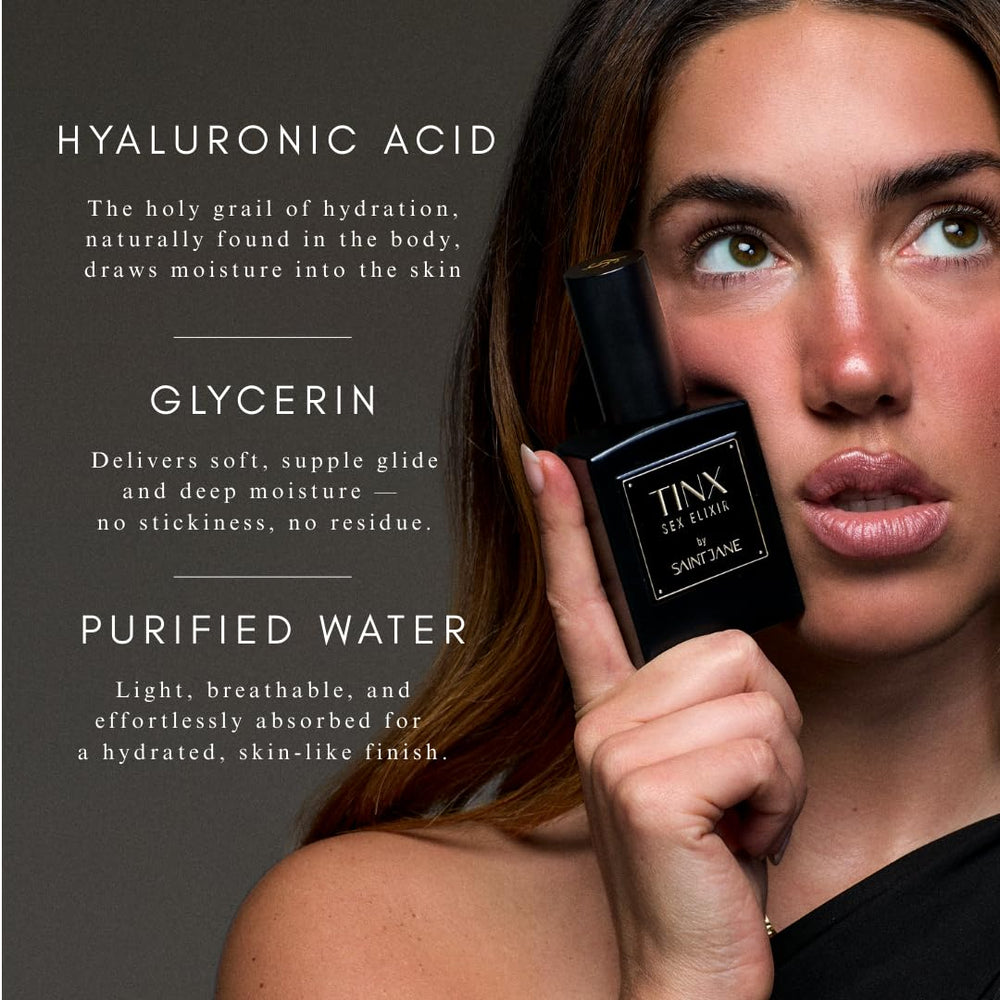 Tinx Elixir applied on skin demonstrates delicate moisture for intimate areas