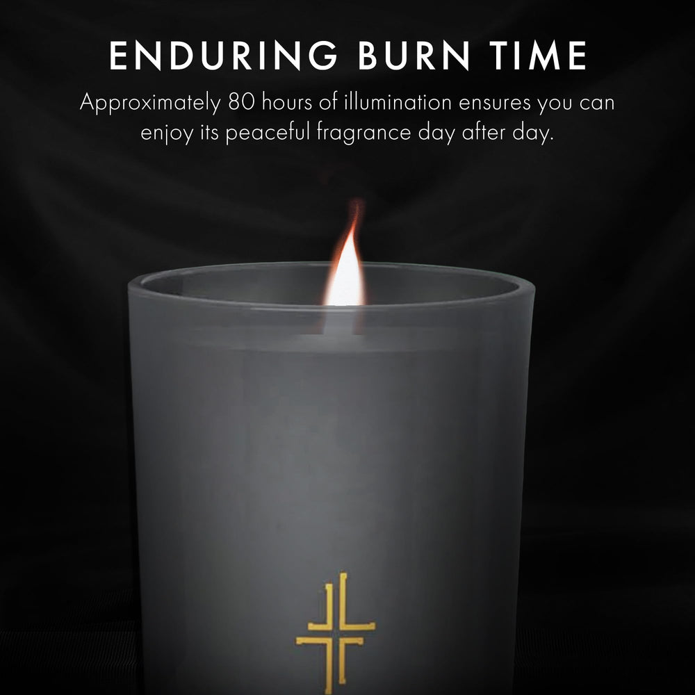 SAINT Sacrament Candle charcoal vessel complements modern decor