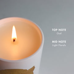 SAINT soy coconut wax candle glow enhances cozy ambience