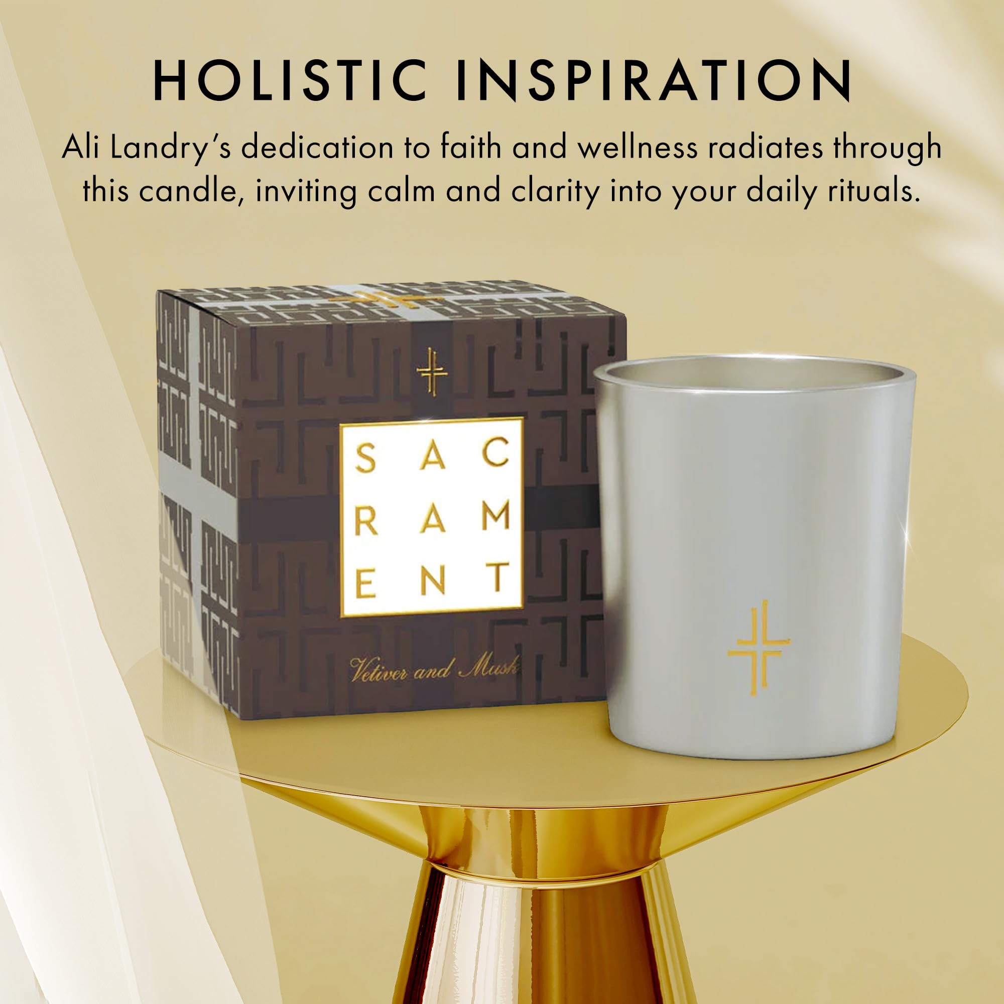 Saint X Ali Landry Sacrament candle presented as gift-ready packaging.