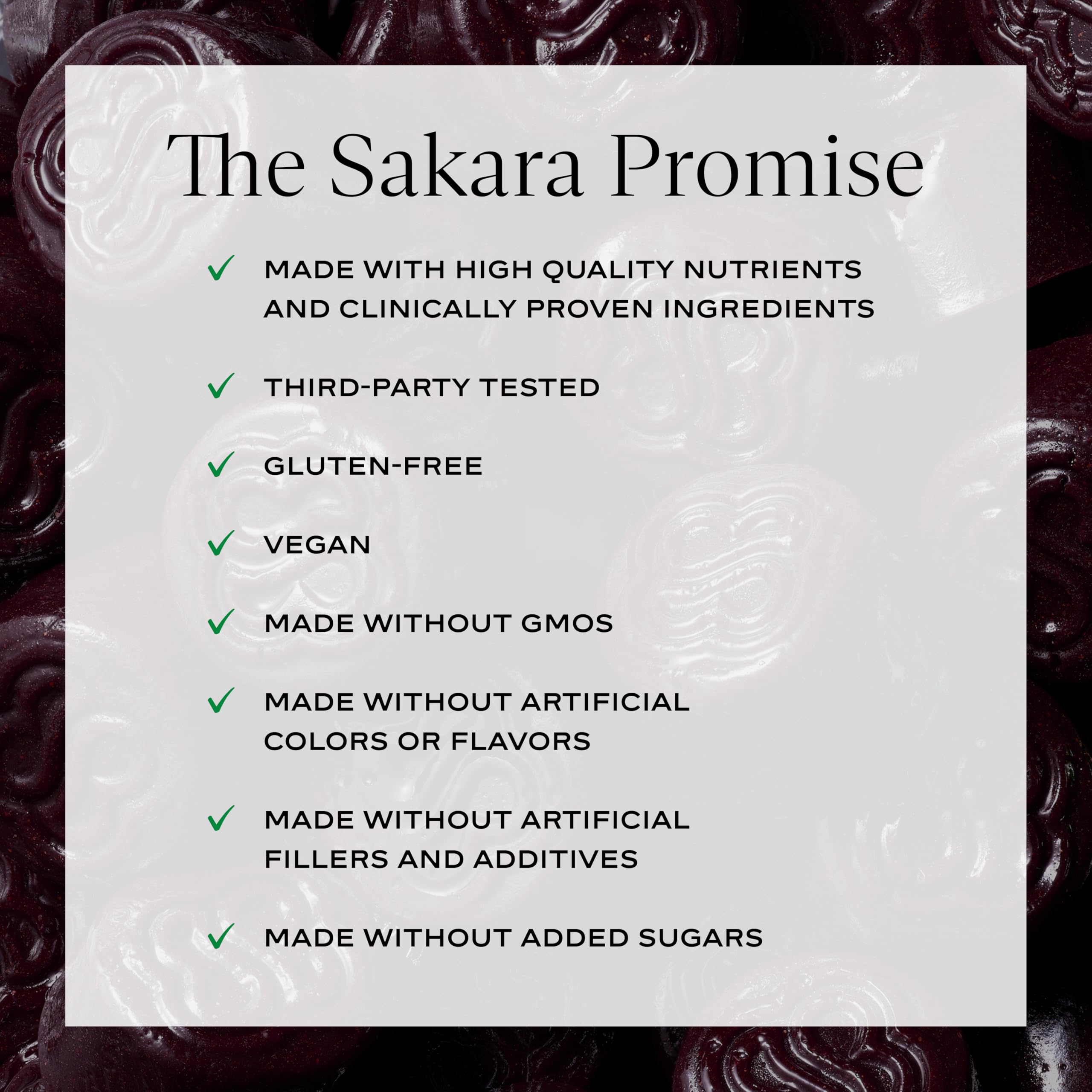 SAKARA Metabolism Gummy Bites close-up shows chewy texture and vibrant color.